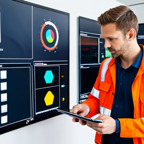 Home 11 A professional fire safety engineer, fully clothed in a modest business suit, standing in a sophisticated smart building control room. Large digital screens display real-time data from IoT sensors related to fire prevention systems. The engineer is looking at a tablet with a focused and intelligent expression. The setting is clean, modern, and high-tech. safe for work, appropriate content, fully clothed, professional, perfect anatomy, correct proportions, natural pose, well-formed hands, proper finger count, natural body proportions, professional photography, high quality, detailed, realistic.