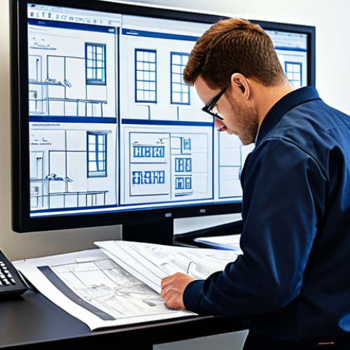 Home 6 Fire Protection System Design & Engineering**
"A professional fire protection engineer, fully clothed in appropriate work attire, reviewing complex blueprints of a building's fire suppression system. The scene is a modern office setting with technical drawings and computer screens displaying hydraulic calculations. safe for work, professional, perfect anatomy, correct proportions, well-formed hands, appropriate content, modest clothing, high quality rendering."
**