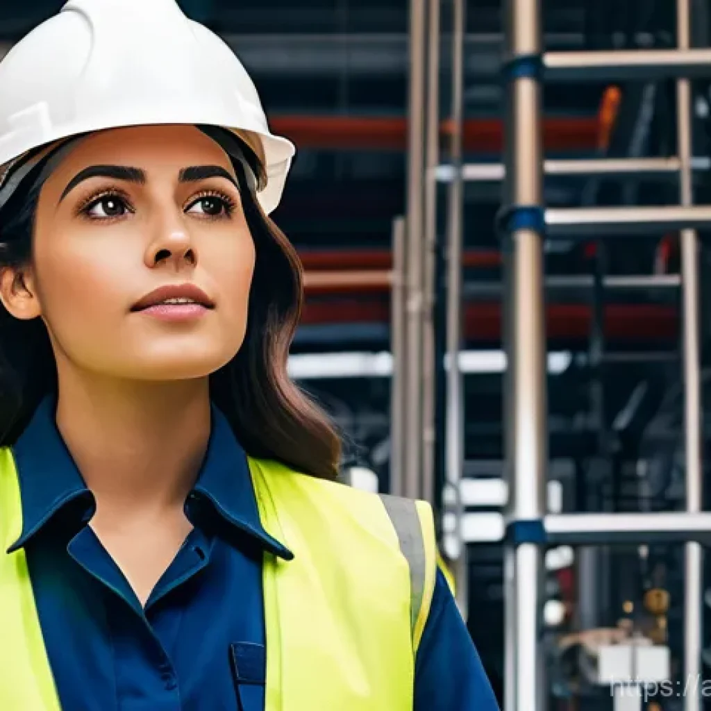소방설비기사 시험 준비를 위한 책 추천 - **Prompt:** A focused fire protection engineer, a woman of Arab descent in her early 30s, wearing a ...