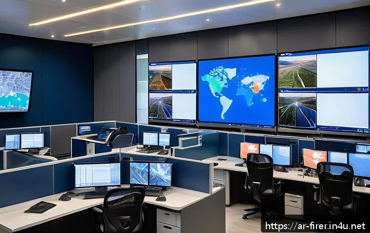 소방설비기사와 방재기술 발전 동향 - A high-tech civil protection control room in an Arabic-speaking country, featuring engineers monitor...