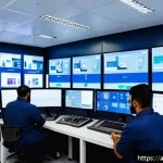 소방설비기사와 소방 안전 교육 - A modern early fire detection control room in an industrial facility in the Middle East, showing a d...