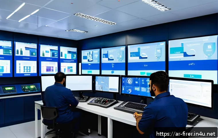 소방설비기사와 소방 안전 교육 - A modern early fire detection control room in an industrial facility in the Middle East, showing a d...